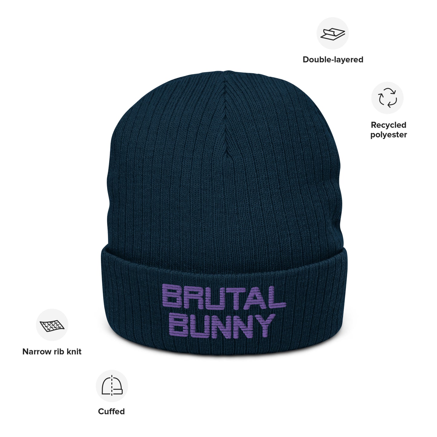 Brutal Bunny Logo Ribbed knit beanie
